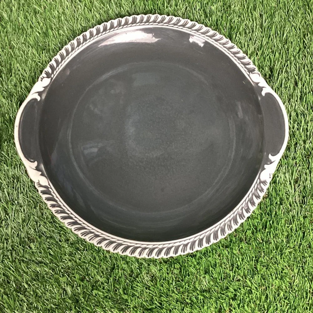 Harker Ware Pottery Platter Plates Gray Set of 2